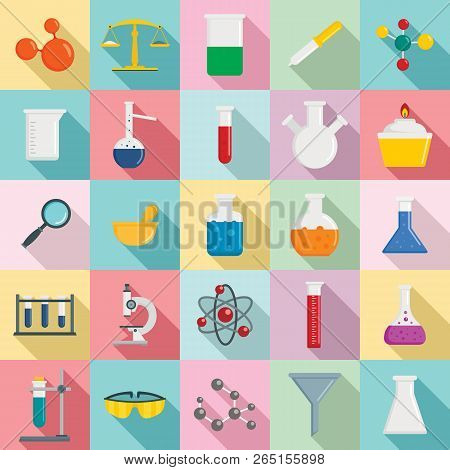 Chemistry Science Icon Set. Flat Set Of Chemistry Science Icons For Web Design