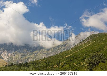 View From Llogara Pass To The Cikes Mountains In Albania.