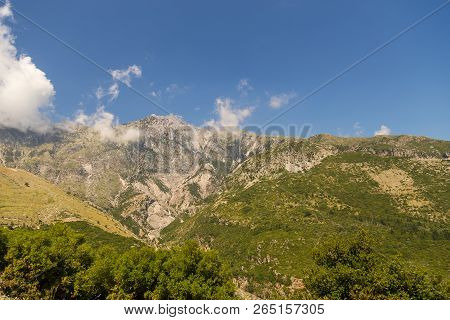 View From Llogara Pass To The Cikes Mountains In Albania.