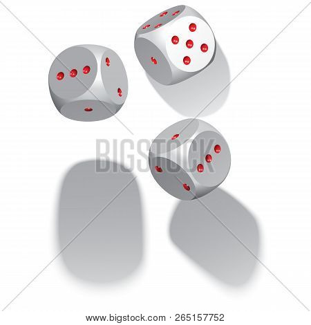3d Dices With Shadow Fall On The White Background. Vector Istock Illustration
