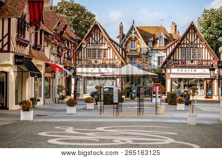 Deauville, France - September 06, 2017: Street View With Beautiful Old Houses In The Center Of Deauv