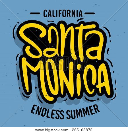 Santa Monica California Design  Logo Sign Label For Promotion Ads T Shirt Or Sticker Poster Flyer Ve