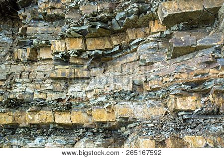 Background Texture Layered Sedimentary Rocks. Carpathians Ukraine