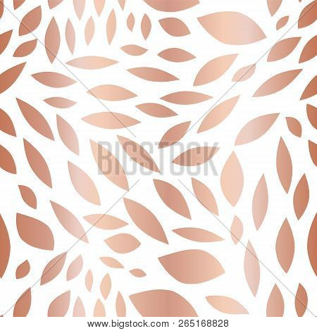 Rose Gold Foil Seamless Vector Background Abstract Biconvex Shapes. Shiny Copper Background Pattern.