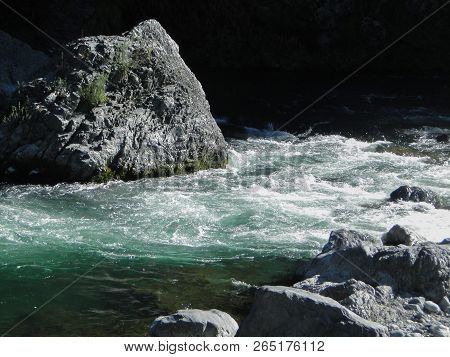 Natural Blue River And Rock Stone At Tamakawa Mitake National Park Tokyo Japan.