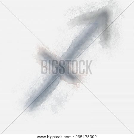 Archer Zodiac Sign In Watercolor. Aquarelle Splash Texture Hand Painted