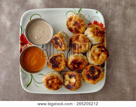 Top View Of Half Fried (kothey) Buff Momo