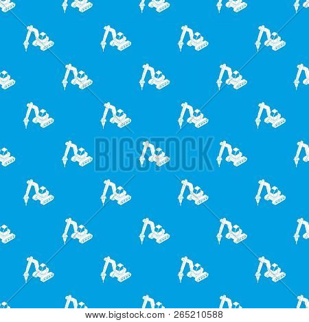 Drill Tractor Pattern Vector Seamless Blue Repeat For Any Use
