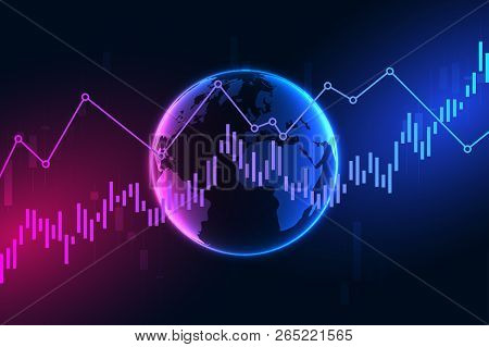 Stock Market Graph Or Forex Trading Chart For Business And Financial Concepts, Reports And Investmen