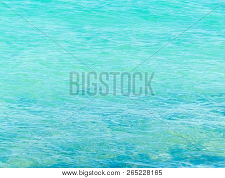 Nature Background Of Transparent, Turquoise Water Of Tyrrenian Sea. Copy Space.