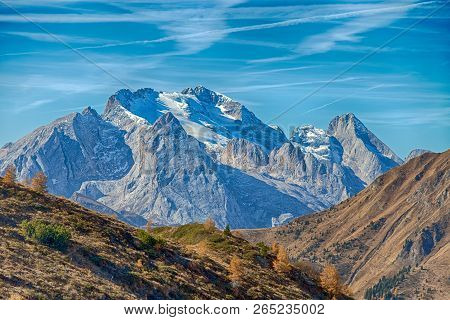 Marmolada Named As The Queen Of The Dolomites Is A Mountainous Mountain Group Of The Alps, The Highe