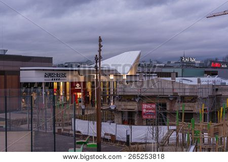 Bochum, Nrw, Germany - January 11, 2016:
Exterior Entrance To The Shopping Center Ruhr Park In Bochu