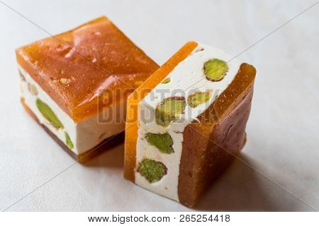 Mini Cube Helva Or Halva With Pistachio And Apricot Flavor