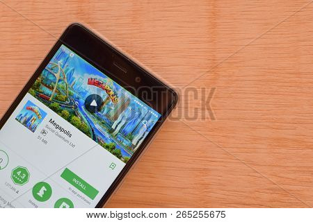 Bekasi, West Java, Indonesia. October 27, 2018 : Megapolis Dev App On Smartphone Screen. Megapolis I