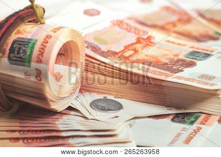Million Russian Rubles. The Concept Of Wealth, Profits, Business And Finance. A Much Money In The Fi