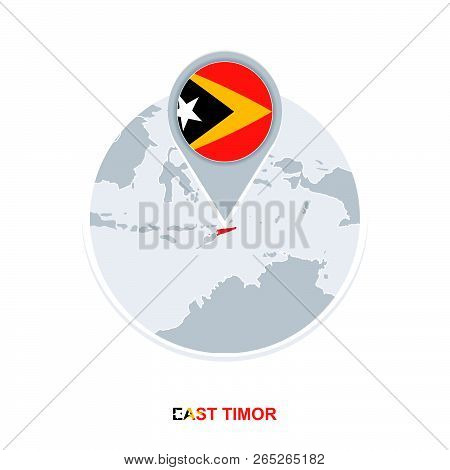 East Timor Map And Flag, Vector Map Icon With Highlighted East Timor