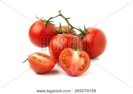 Tomatoes On White Background.tomotoes  Is Hight Vitamin A.