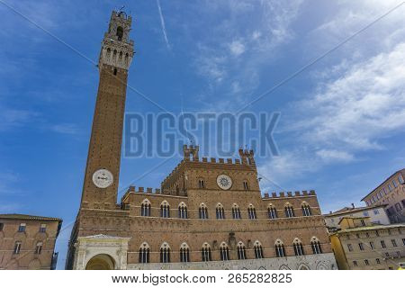 View At Palazzo Publico And Torre Del Mangia In Siena, Italy