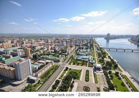 Pyongyang, North-korea, 09/07/2018: New Cityscapes Emerge In Pyongyang As Money Is Drawn From The At