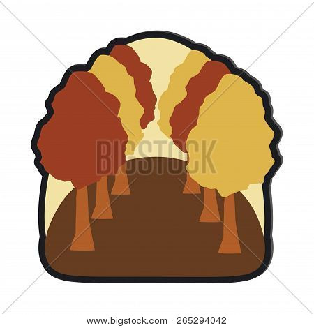 Autumn Alley Isolated On White Background. Vector Illustration.