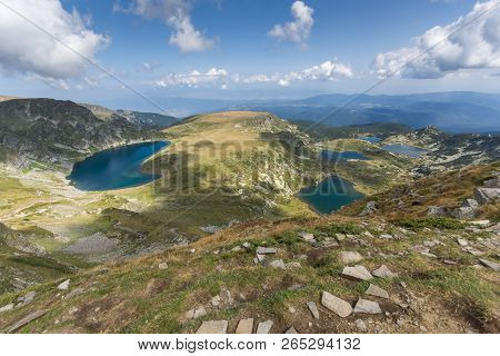 Summer View Of The Kidney, The Twin, The Trefoil, The Fish And The Lower Lakes, Rila Mountain, The S