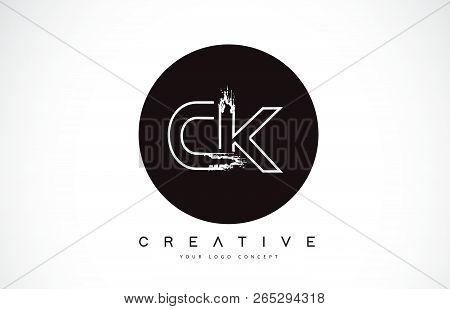 Ck Modern Leter Logo Design With Black And White Monogram. Creative Letter Logo Brush Monogram Vecto