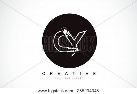 Cy Modern Leter Logo Design With Black And White Monogram. Creative Letter Logo Brush Monogram Vecto