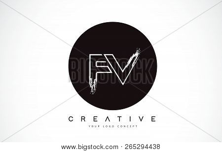 Fv Modern Leter Logo Design With Black And White Monogram. Creative Letter Logo Brush Monogram Vecto