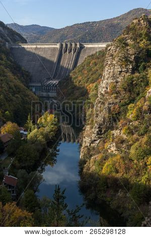 Amazing Autumn Ladscape Of The Vacha (antonivanovtsi) Reservoir, Rhodope Mountains, Plovdiv Region, 