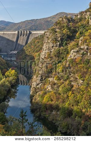 Amazing Autumn Ladscape Of The Vacha (antonivanovtsi) Reservoir, Rhodope Mountains, Plovdiv Region, 