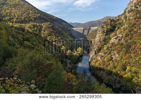 Amazing Autumn Ladscape Of The Vacha (antonivanovtsi) Reservoir, Rhodope Mountains, Plovdiv Region, 