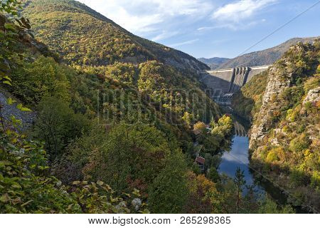 Amazing Autumn Ladscape Of The Vacha (antonivanovtsi) Reservoir, Rhodope Mountains, Plovdiv Region, 