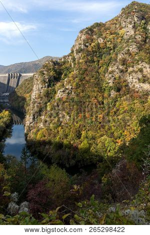 Amazing Autumn Ladscape Of The Vacha (antonivanovtsi) Reservoir, Rhodope Mountains, Plovdiv Region, 