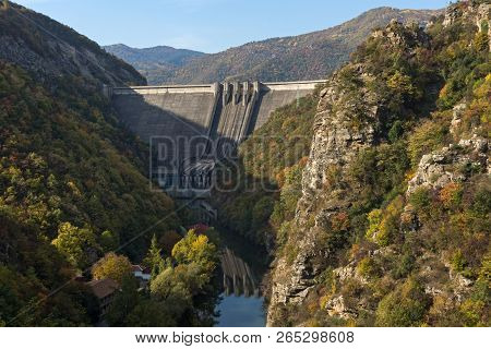 Amazing Autumn Ladscape Of The Vacha (antonivanovtsi) Reservoir, Rhodope Mountains, Plovdiv Region, 