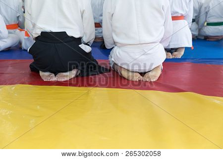 People In Kimono And Hakama On Martial Arts Training