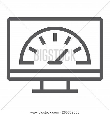 Speed Optimization Line Icon, Traffic And Internet, Spedometer Sign, Vector Graphics, A Linear Patte
