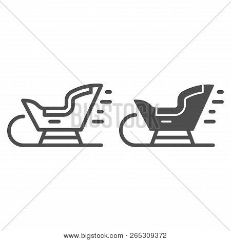 Sled Line And Glyph Icon. Santa Sledge Vector Illustration Isolated On White. Christmas Sled Outline