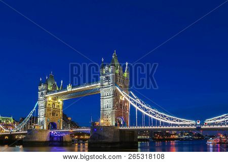The Tower Bridge In London In The Evening, England, United Kingdom.
