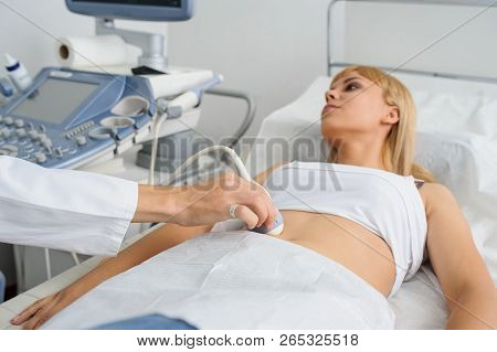 The Pregnant Lady Pacient At Ultrasonography Examination, Close View