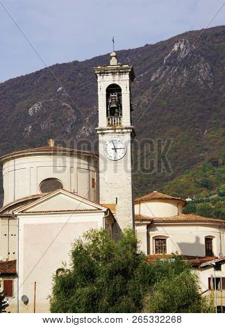 San Zenone Church, Sale Marasino, on the shore of Iseo lake, Italy, Europe
