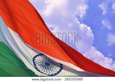 Indian Flag In Sky , Close Up , Tiranga