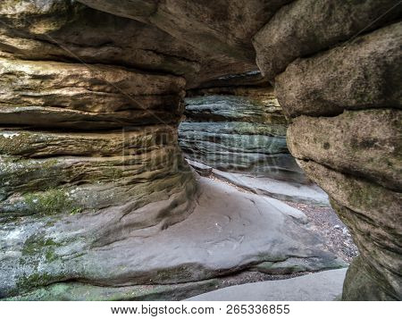 Sandstone Errant Rocks labyrinth in the Table Mountain National Park, Poland