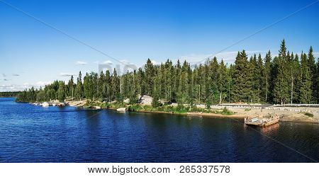Panoramic Summer View Of Iijoki River Near Municipality Of Ii In The Region Of Northern Ostrobothnia