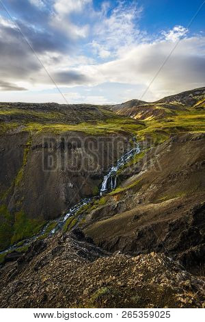 Extremly Green Valley In Iceland In The Hengill Area Of Iceland