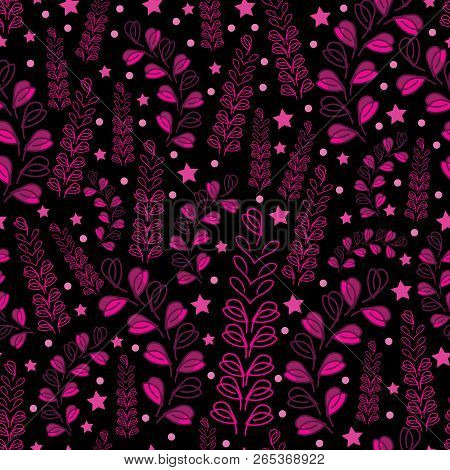 Lavender Nights-love In Parise. Abstract Modern Lavender Flowers Seamless Repeat Pattern In Pink On 