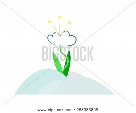 Abstract Flower Growing From Under The Snow. Vector Illustration