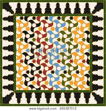 Arabic Tile Based On A Design Found In Alhambra Of Granada, Spain. All Elements Sorted And Grouped I
