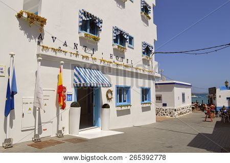 Fuerteventura, Canary Islands, Spain - September 18, 2018 : Avanti Hotel In Corralejo Old Town In Fu