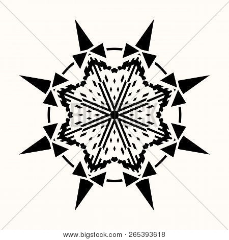 Sacred Geometry. Secret Symbol Of Geometry. Black Ethnic Totemic Geometric Tattoo. Multibeam Nordic 