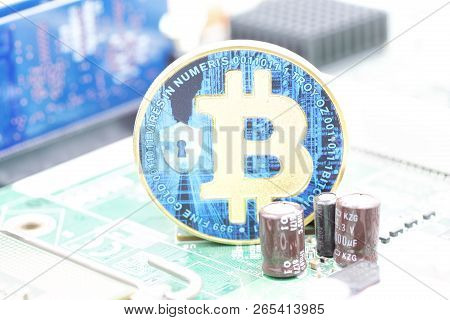 Motherboard Of A Computer The Coin Of Bitcoin